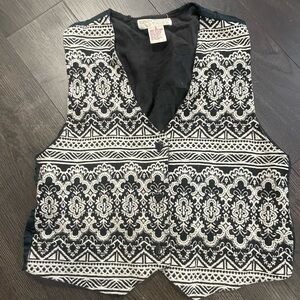 Vintage black and white brocade vest Easy Wear Clothing size small